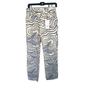 Zara Purple Swirl Printed High Rise Straight Leg Denim Jeans Womens 4 Hippie